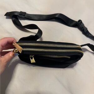 Black with gold zipper satchel